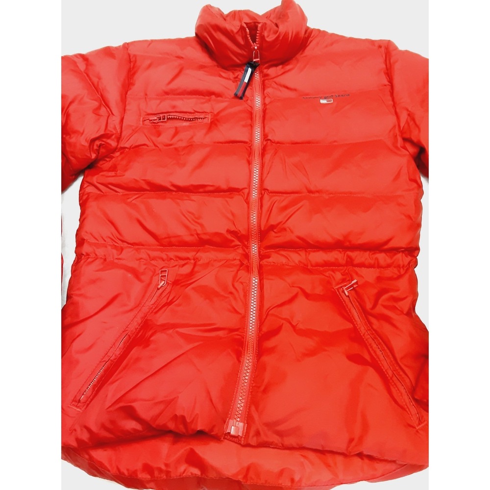 Tommy Jeans Jacket Women Size Medium Red Down Puffer Lightweight Full Zip